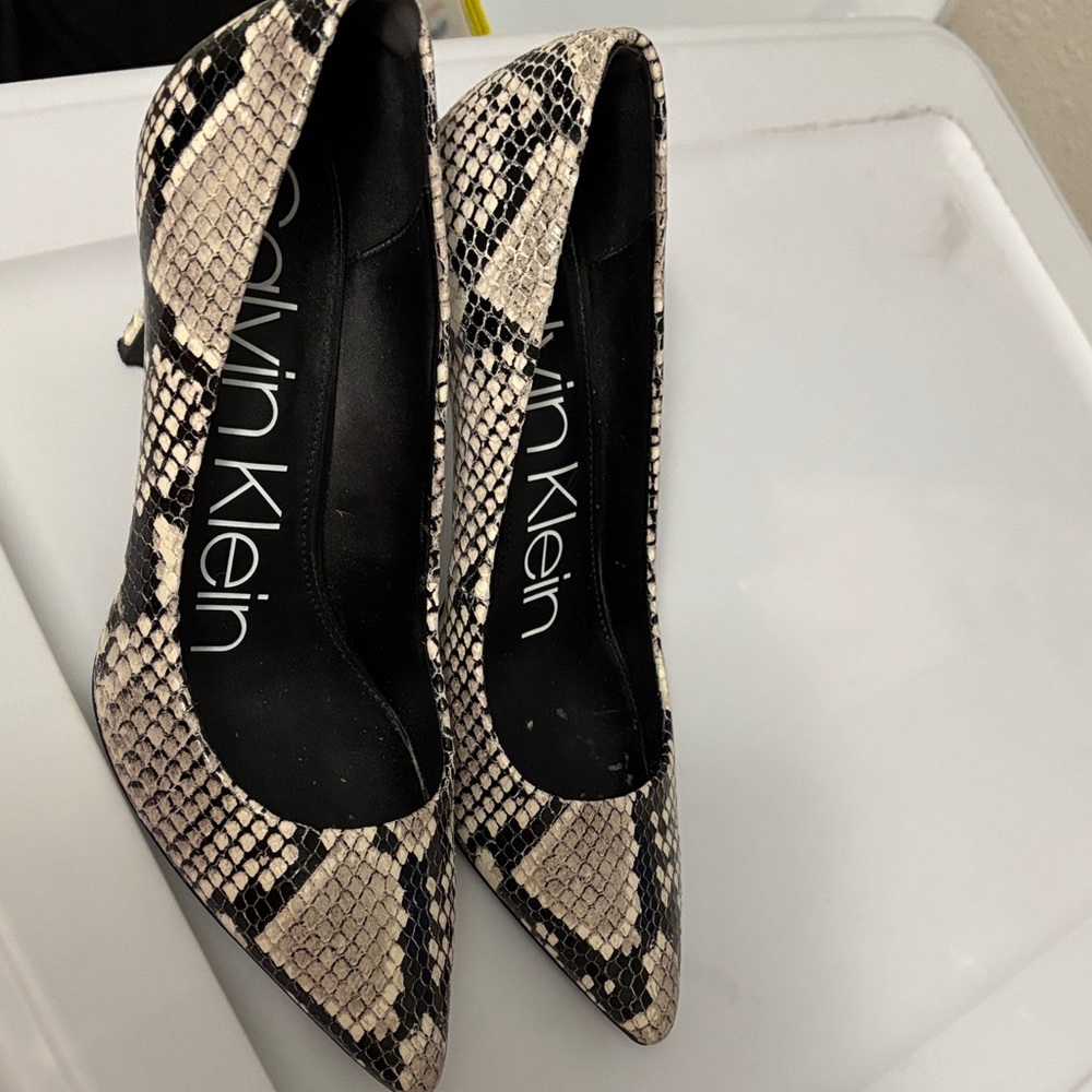 Calvin Klein Snakeskin Pattern Heels. Worn indoors.